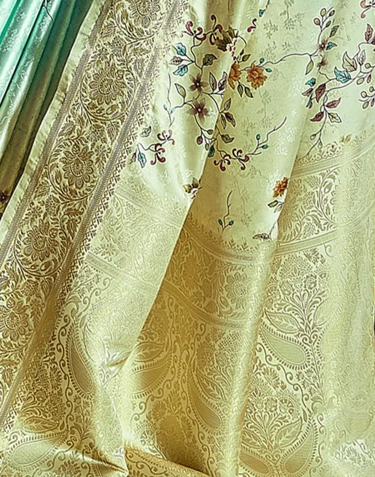 Cream Silk Woven Sarees