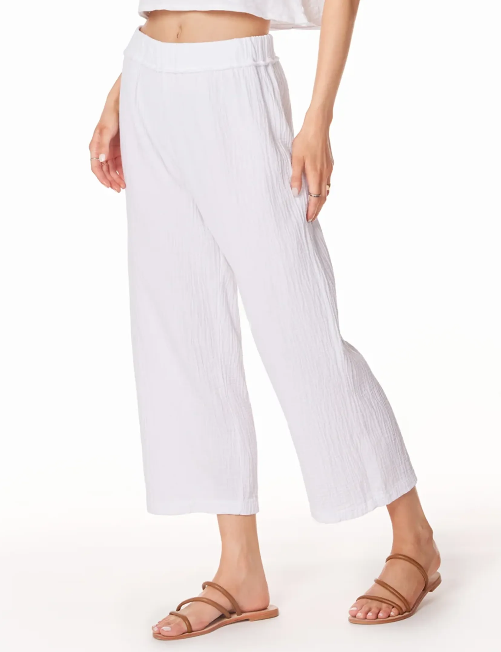 Crop Wide Leg Pant, White