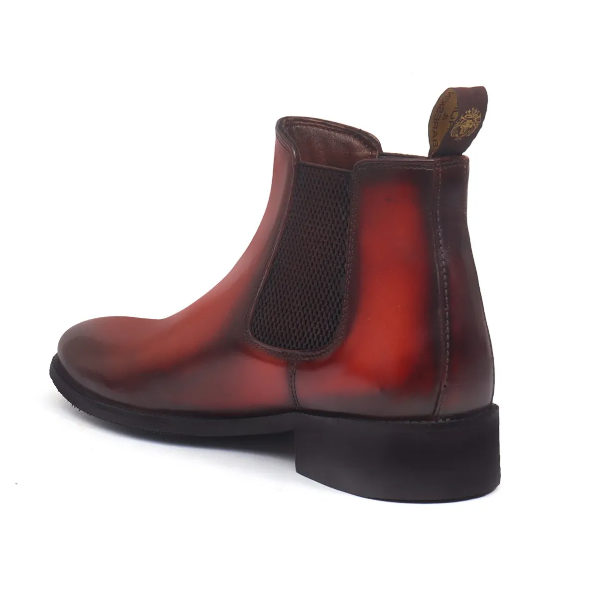 Customized EXTRA HIGH HEEL Cognac Leather Hand Made Chelsea Boot By Brune & Bareskin