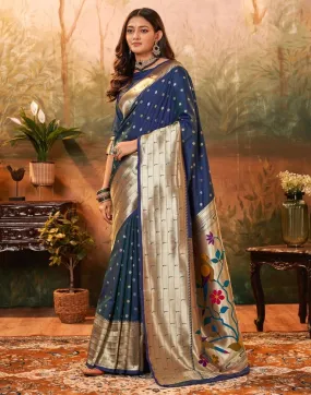 Dark Blue Silk Woven Sarees