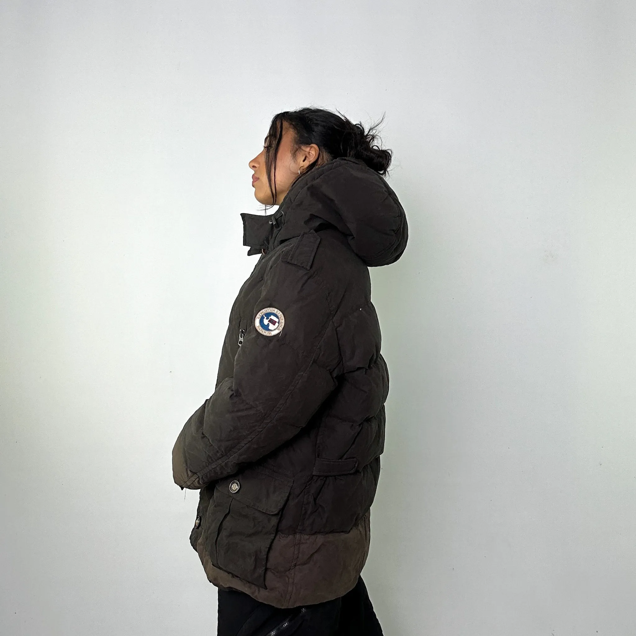 Dark Grey 90s Napapijri Heavyweight Puffer Jacket Coat (XL)