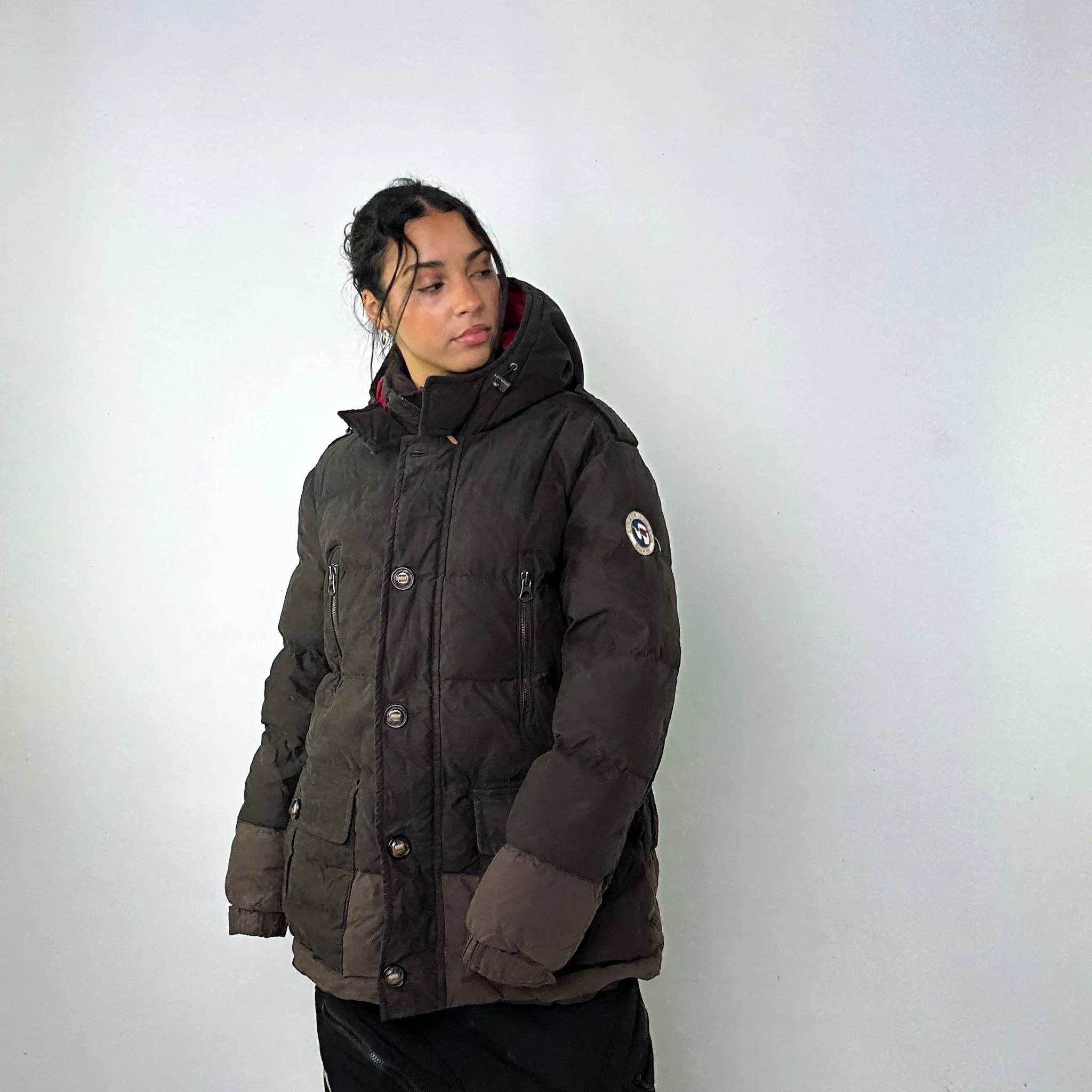 Dark Grey 90s Napapijri Heavyweight Puffer Jacket Coat (XL)