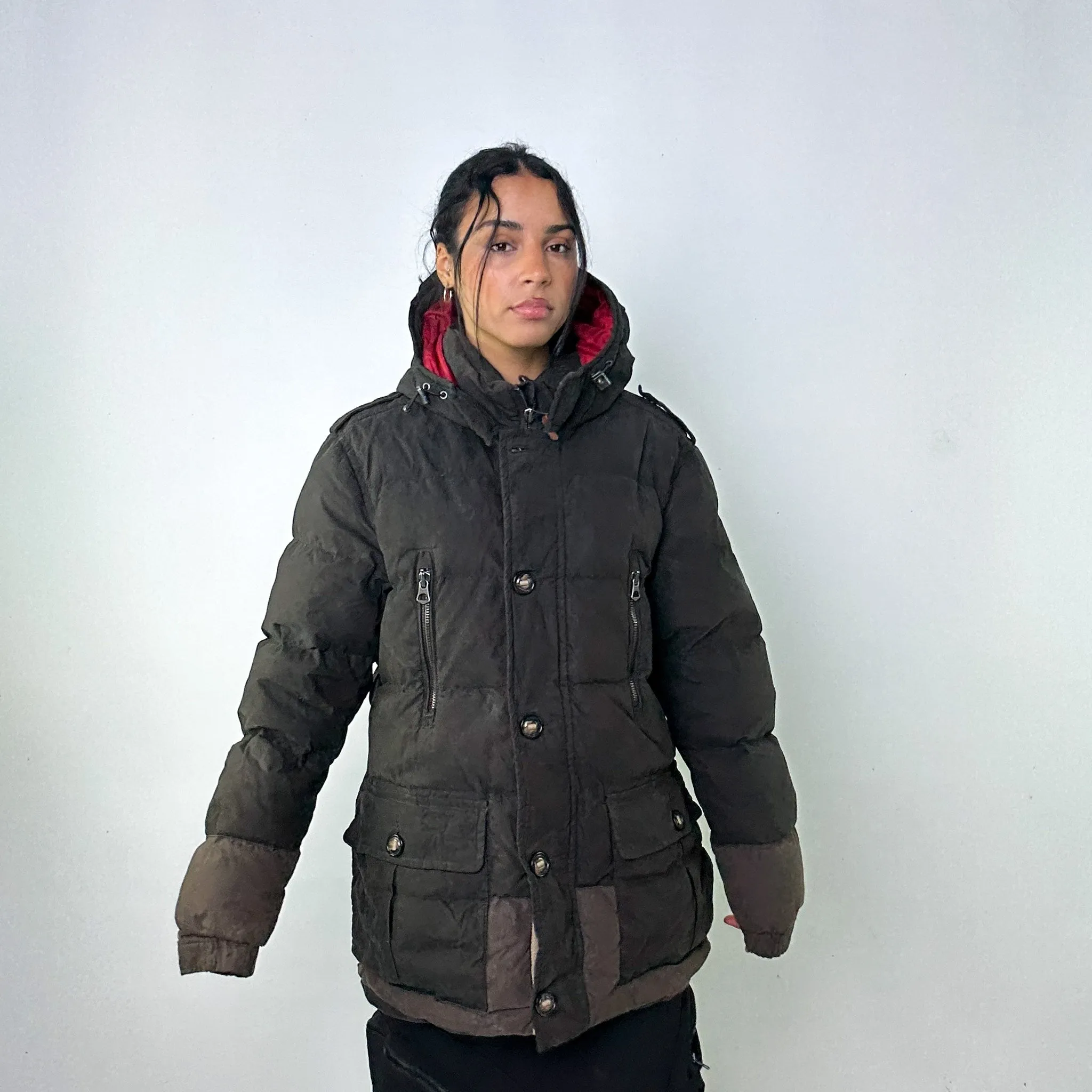 Dark Grey 90s Napapijri Heavyweight Puffer Jacket Coat (XL)