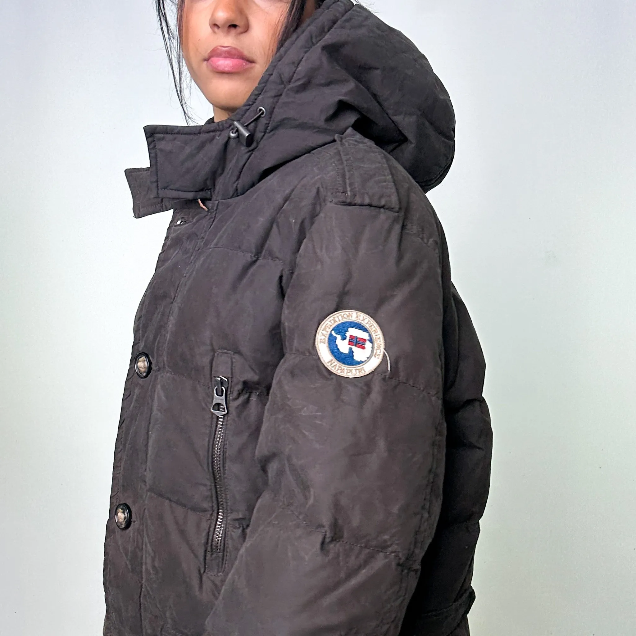 Dark Grey 90s Napapijri Heavyweight Puffer Jacket Coat (XL)