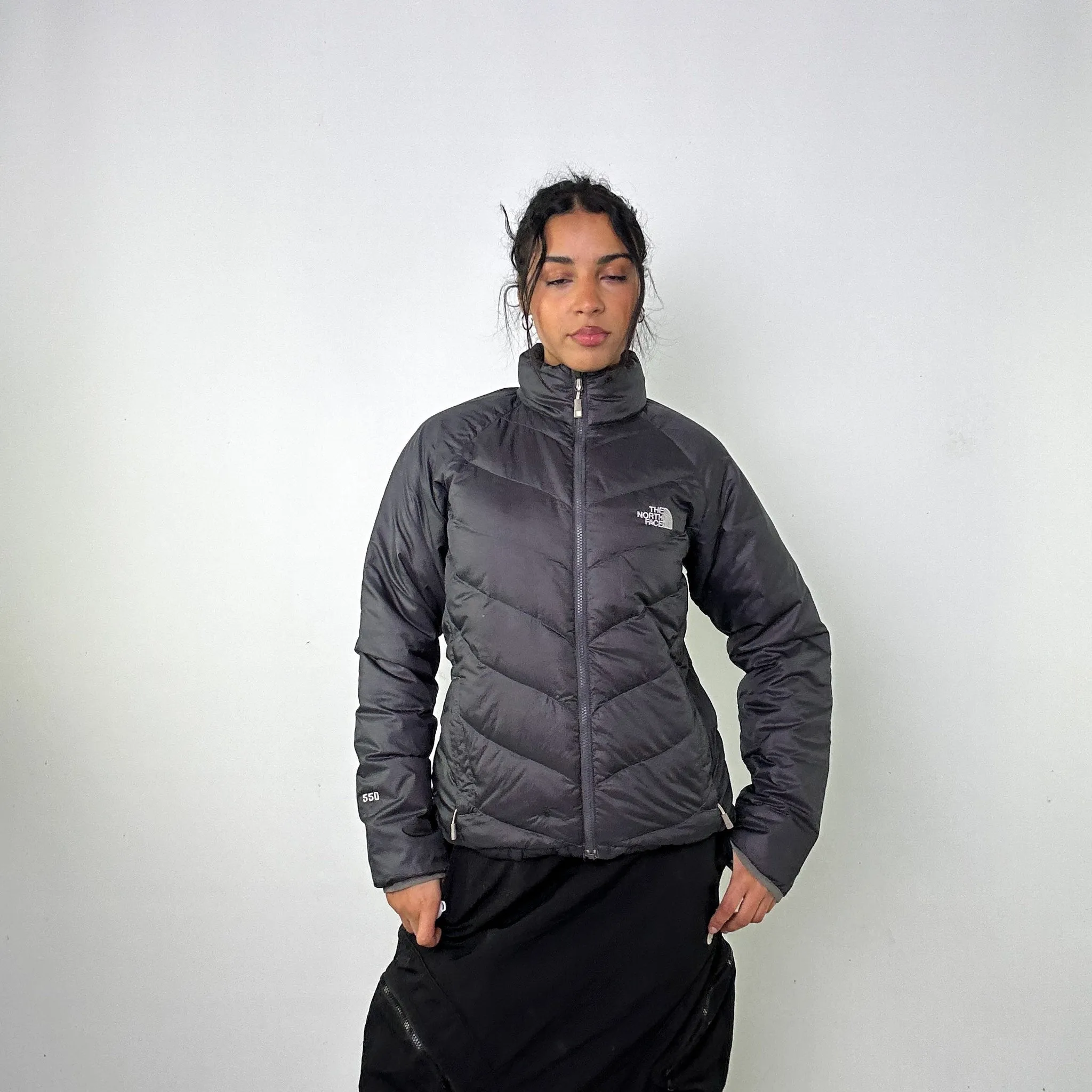 Dark Grey 90s The North Face 550 Series Puffer Jacket Coat (L)