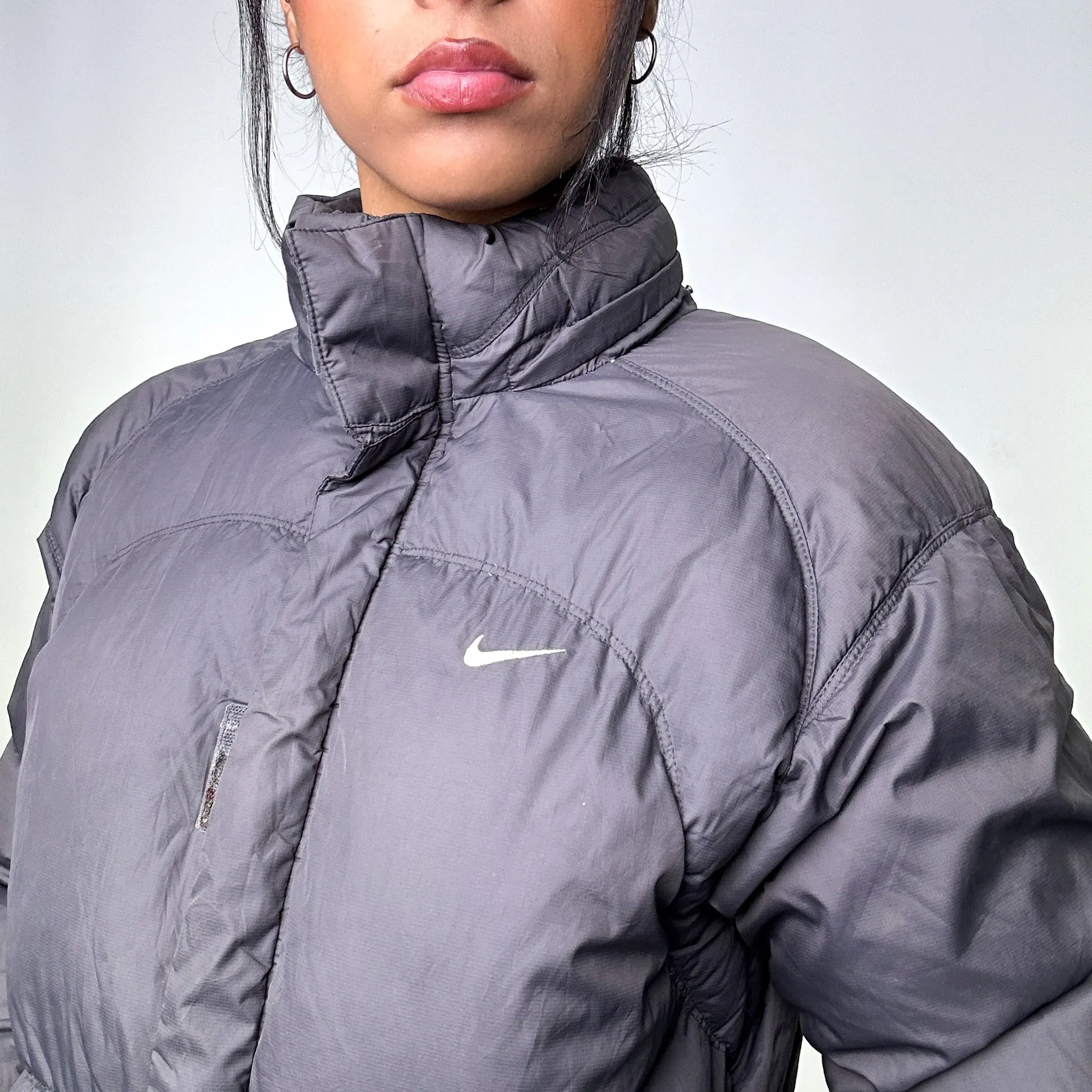 Dark Grey y2ks NIKE Puffer Jacket Coat (L)