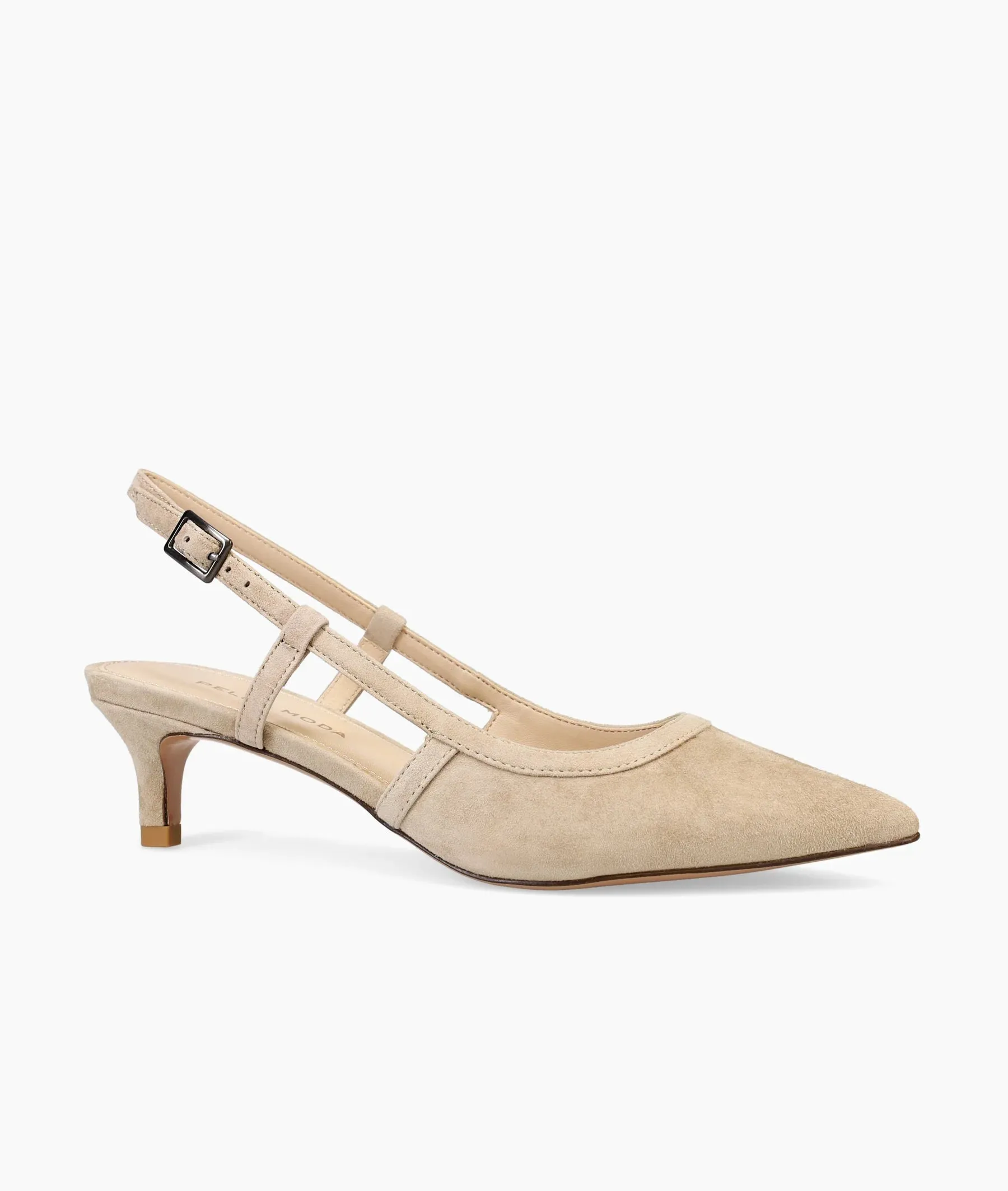 Deena Suede Low Heel Shoe by Pelle Moda in Mushroom