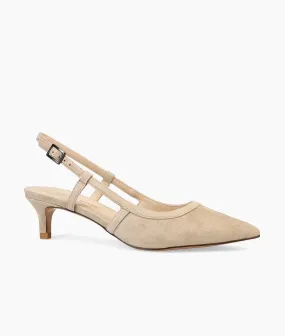 Deena Suede Low Heel Shoe by Pelle Moda in Mushroom