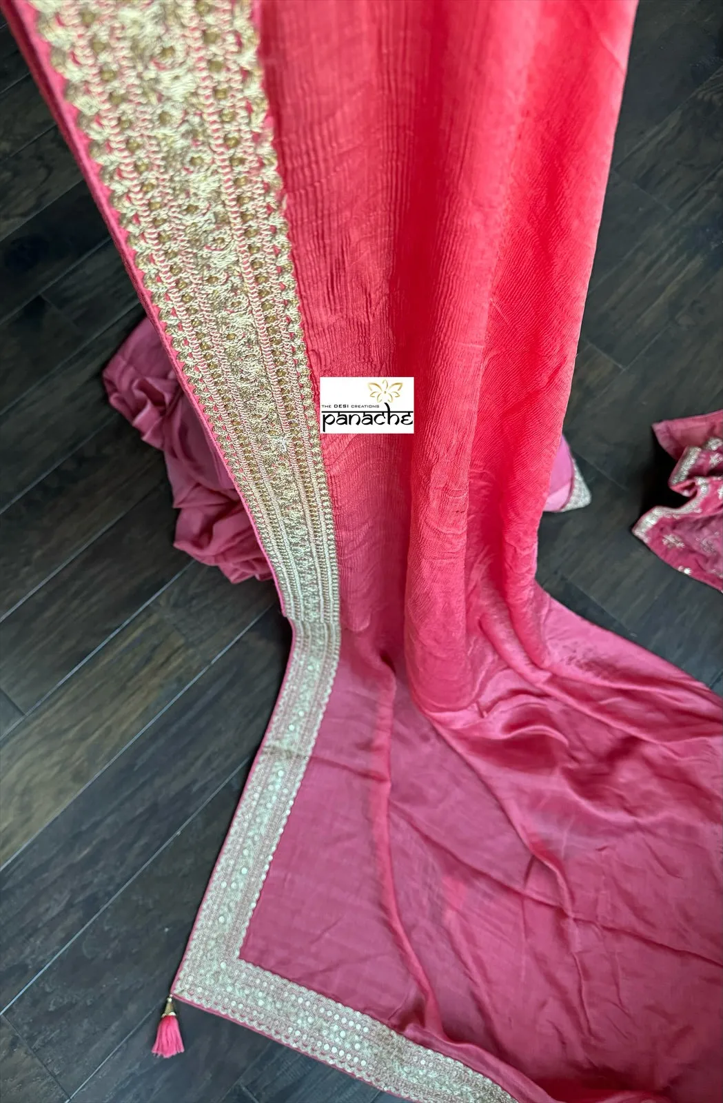 Designer Saree Blouse Pair - Pink Chiffon