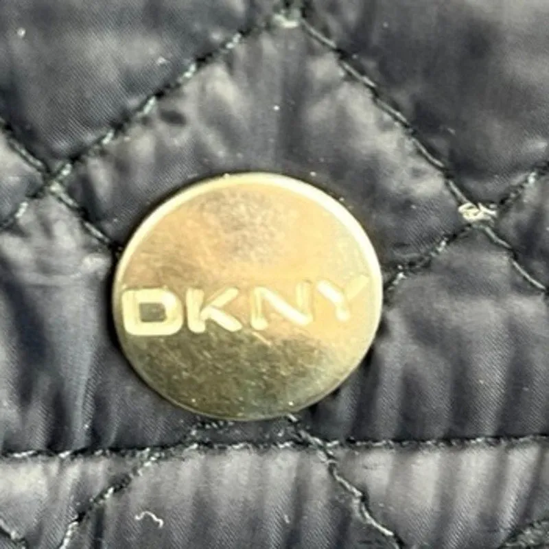 DKNY Black Collared Snap Button Insulated Pockets Puffer Quilted Jacket Size XL