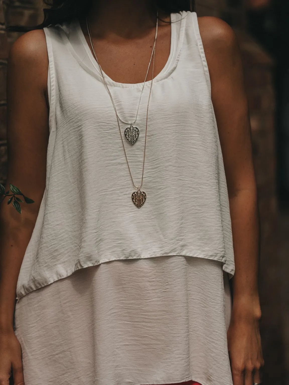 Double Heart Shape Cut Out Necklace