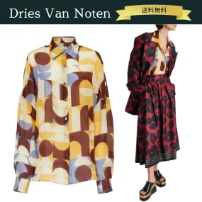 Dries Van Noten  |Silk Long Sleeves Party Style Office Style Tribal Oversized