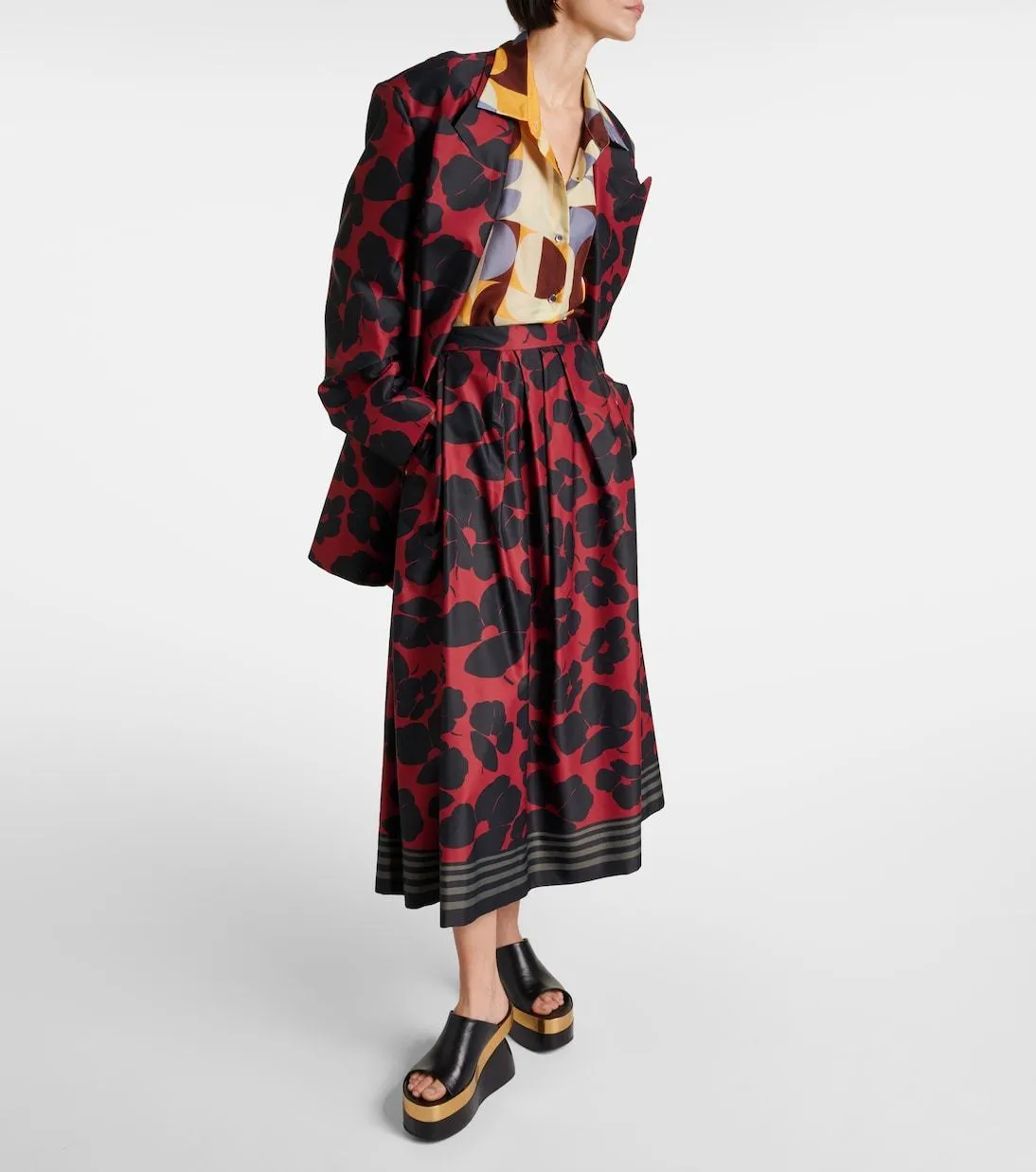 Dries Van Noten  |Silk Long Sleeves Party Style Office Style Tribal Oversized