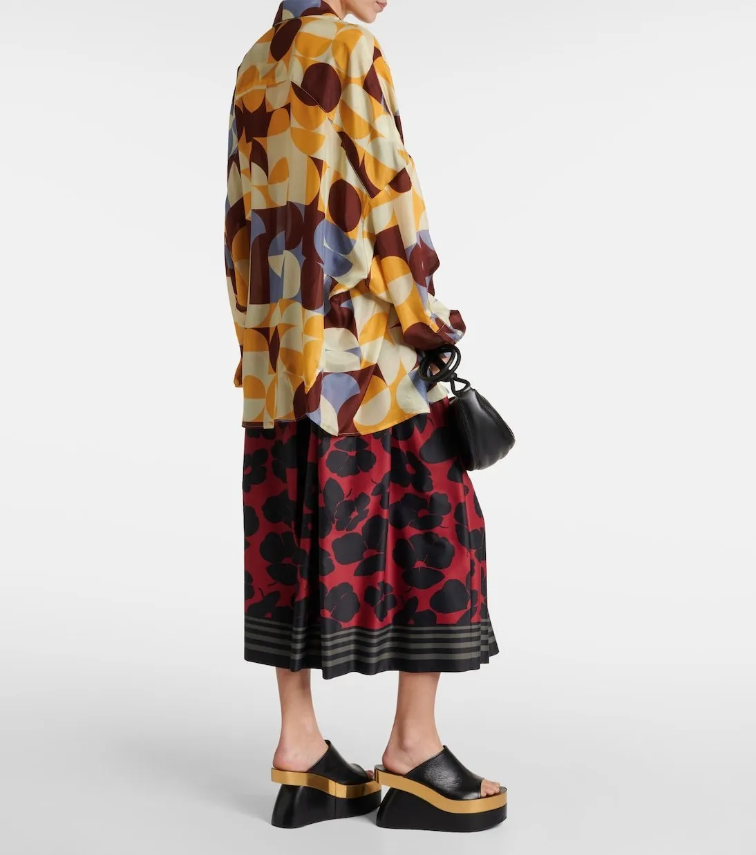 Dries Van Noten  |Silk Long Sleeves Party Style Office Style Tribal Oversized