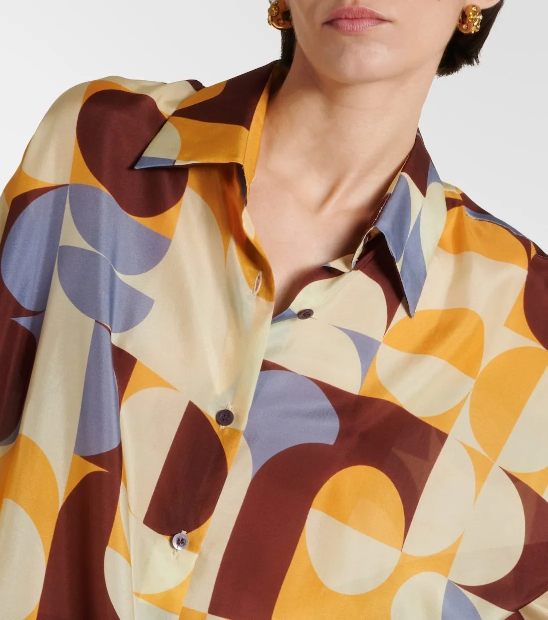 Dries Van Noten  |Silk Long Sleeves Party Style Office Style Tribal Oversized