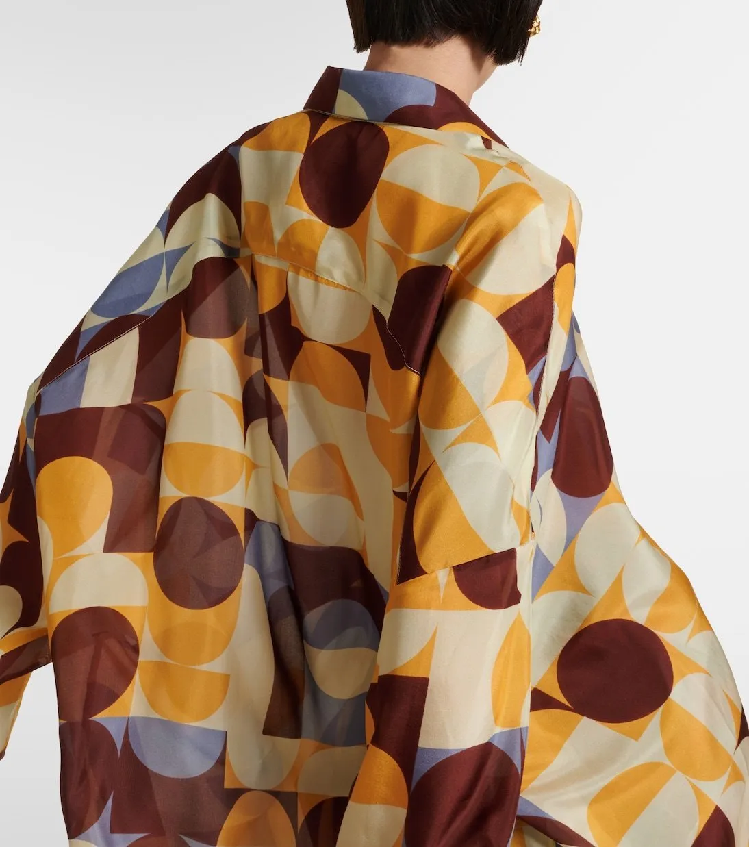 Dries Van Noten  |Silk Long Sleeves Party Style Office Style Tribal Oversized