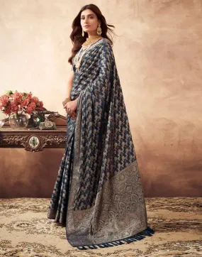 Dusty Blue Gray Georgette Plain Sarees