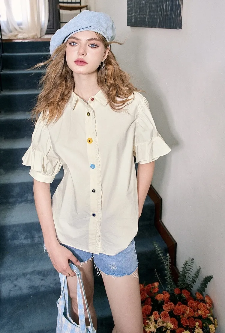 ELF SACK  |Casual Style Plain Cotton Short Sleeves Oversized