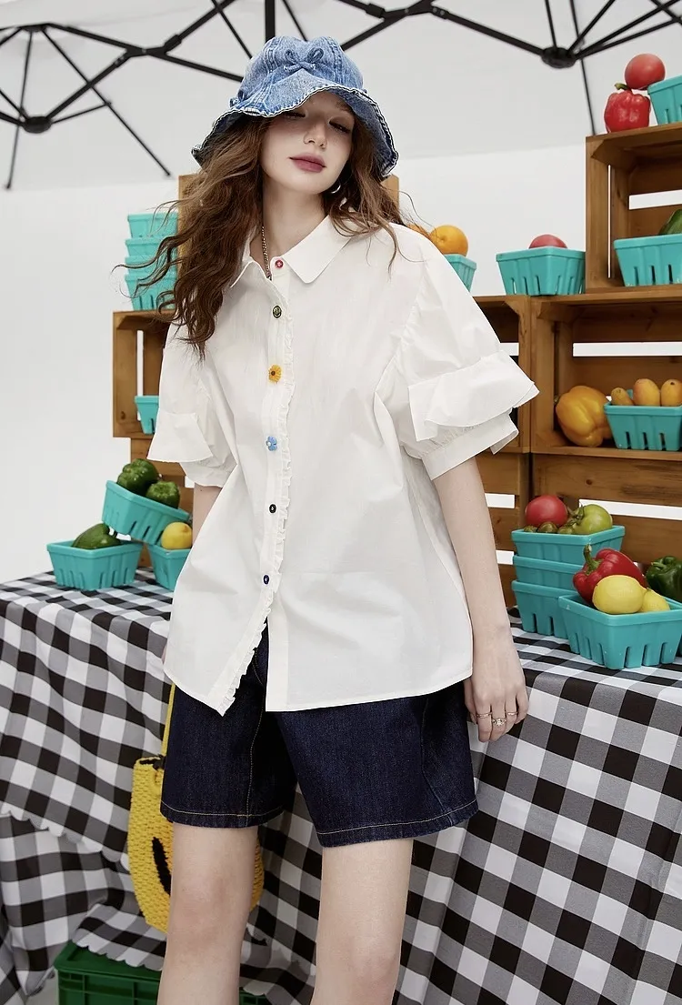 ELF SACK  |Casual Style Plain Cotton Short Sleeves Oversized