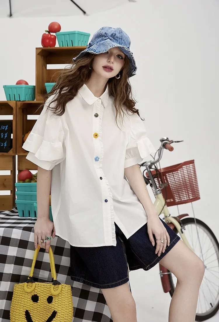 ELF SACK  |Casual Style Plain Cotton Short Sleeves Oversized