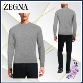 Ermenegildo Zegna  |Crew Neck Cashmere Long Sleeves Plain Oversized Luxury