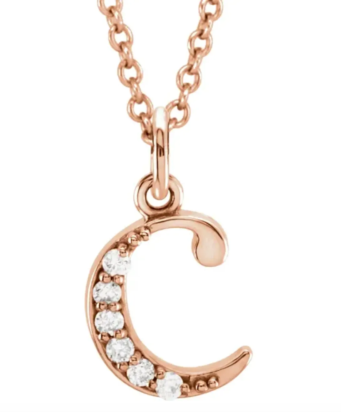 Gold Initial Necklace with Diamond Accent