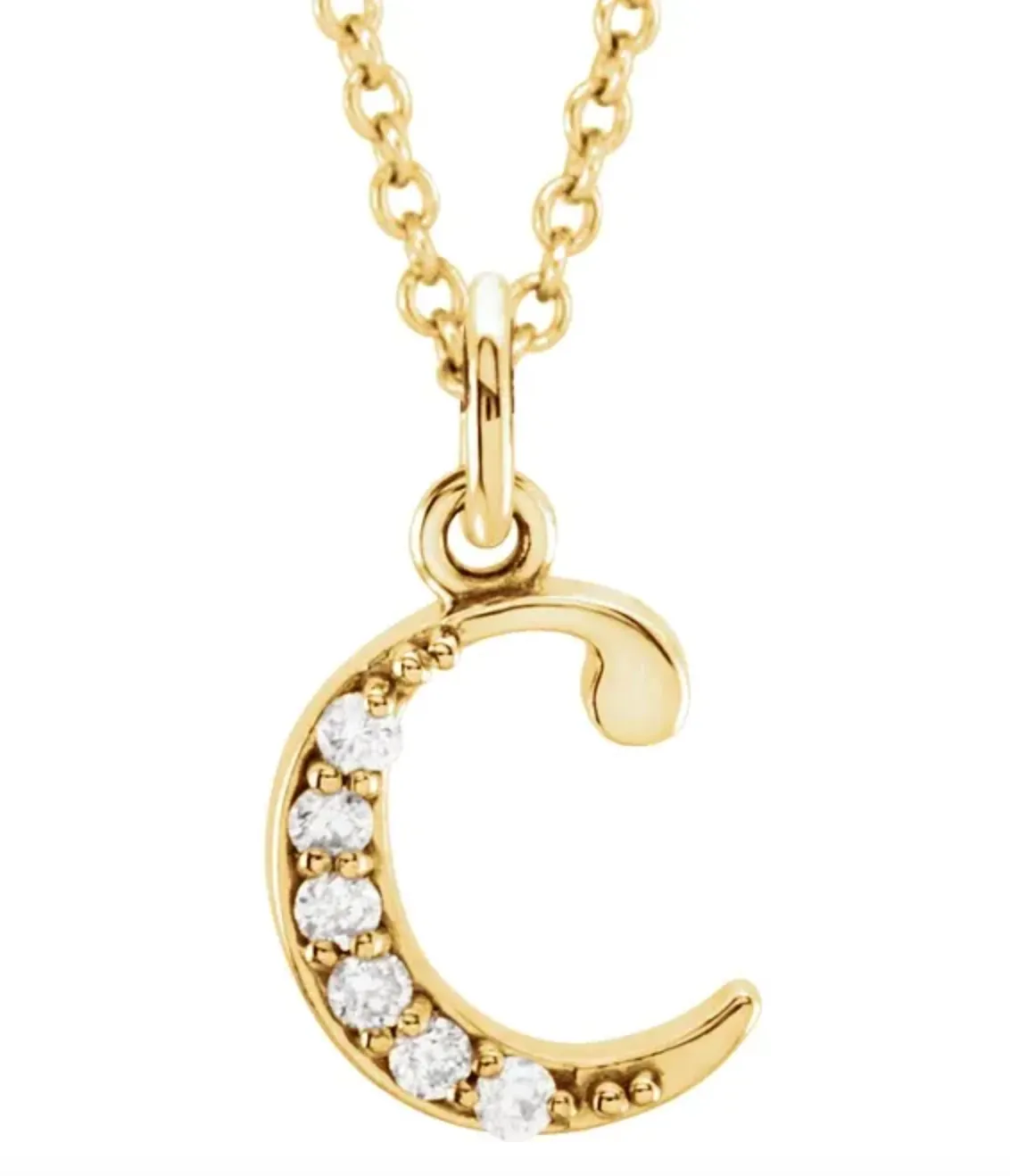 Gold Initial Necklace with Diamond Accent