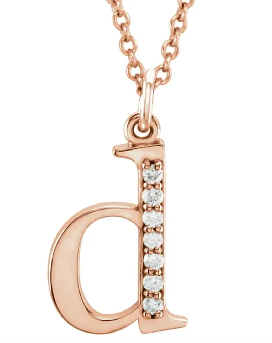 Gold Initial Necklace with Diamond Accent