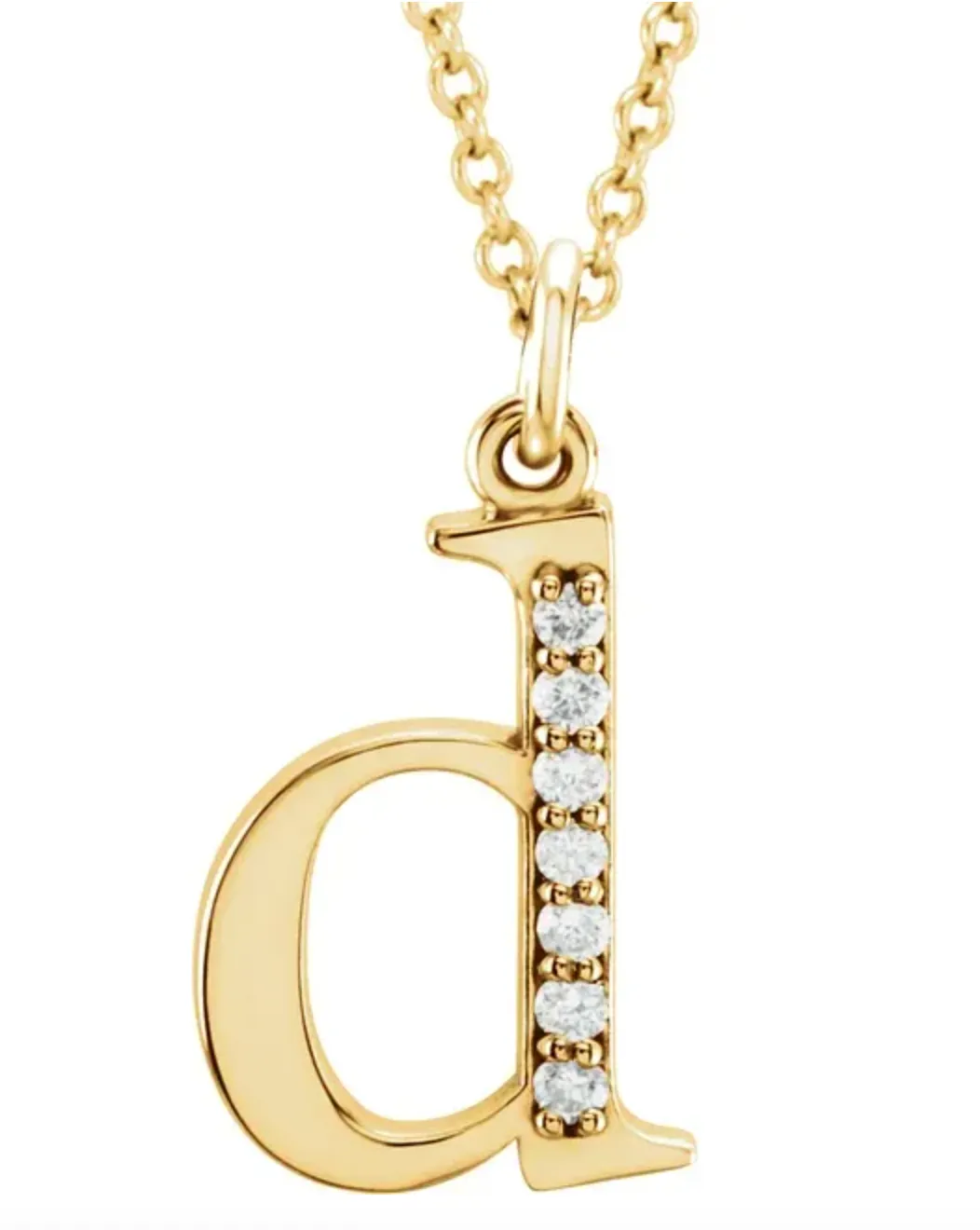 Gold Initial Necklace with Diamond Accent