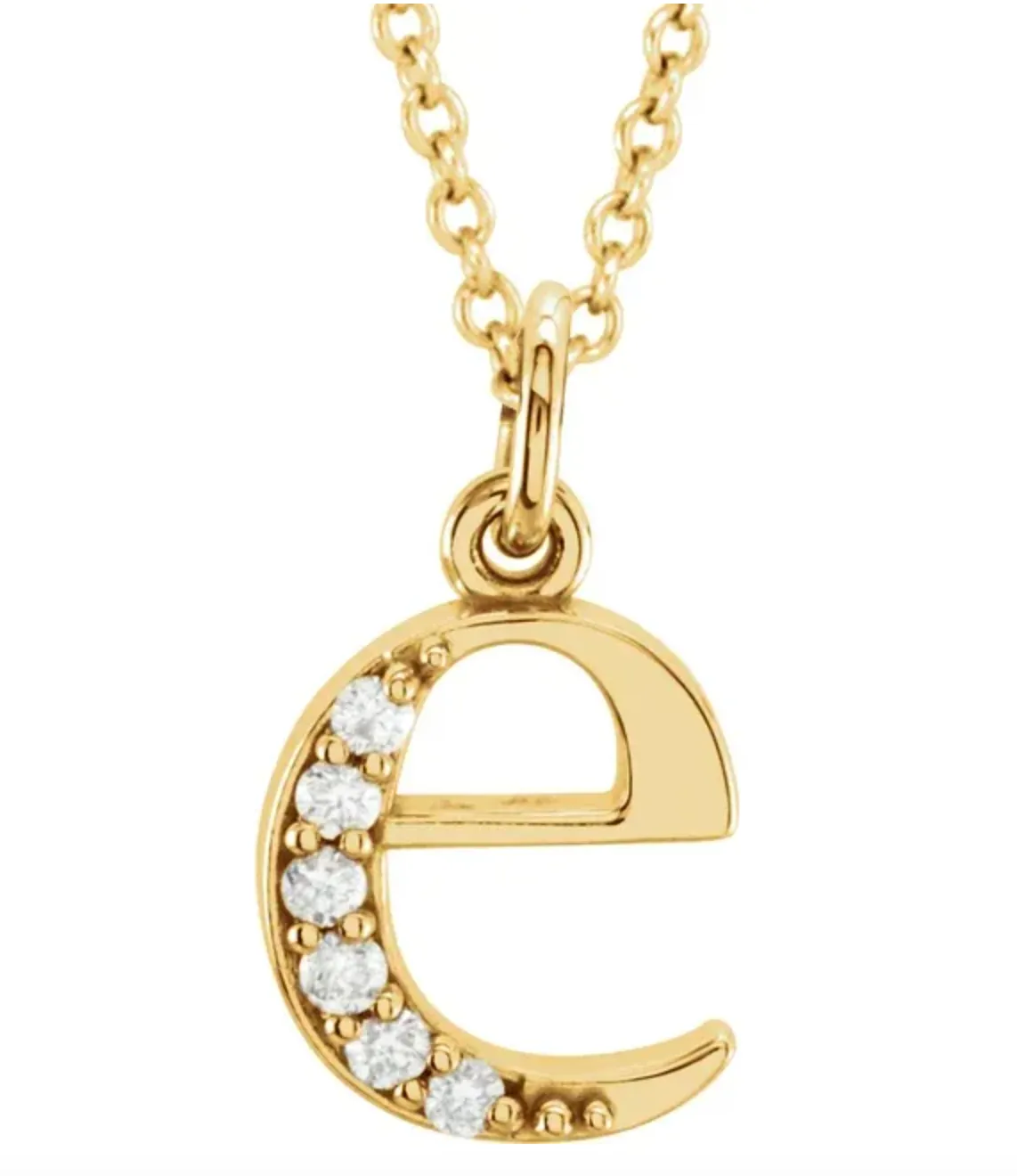 Gold Initial Necklace with Diamond Accent