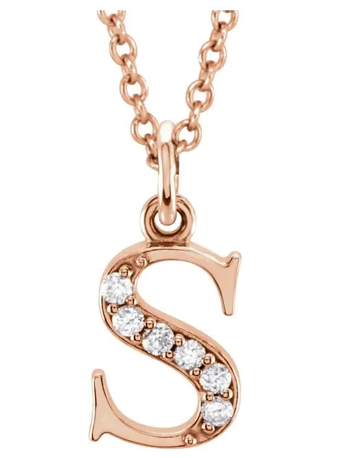 Gold Initial Necklace with Diamond Accent