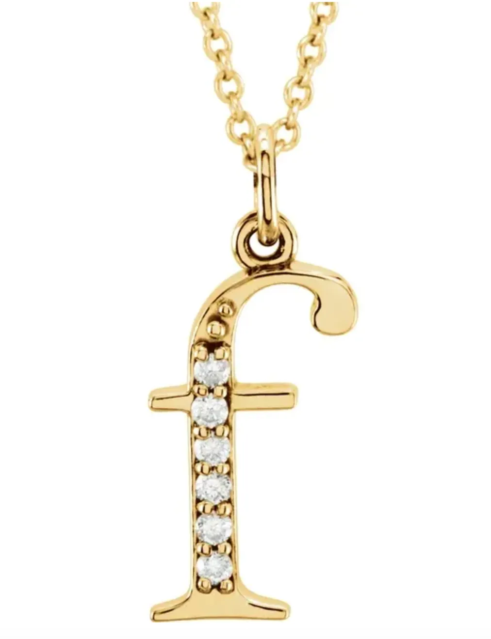 Gold Initial Necklace with Diamond Accent