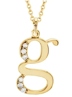 Gold Initial Necklace with Diamond Accent