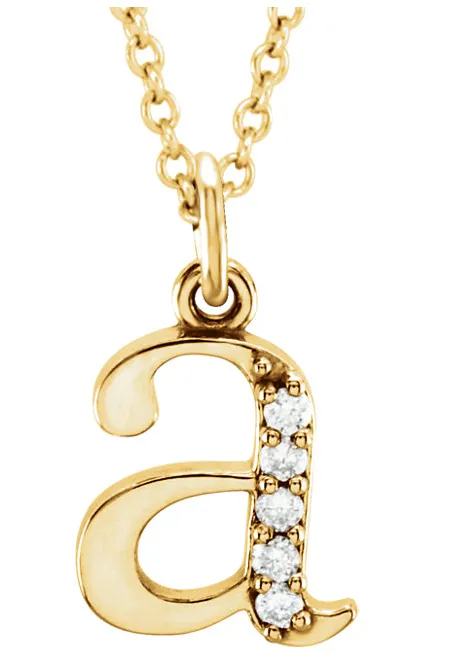 Gold Initial Necklace with Diamond Accent