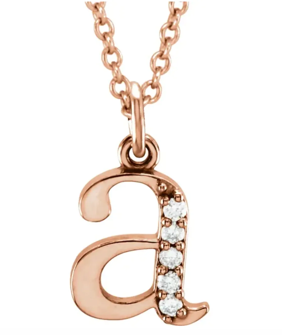 Gold Initial Necklace with Diamond Accent