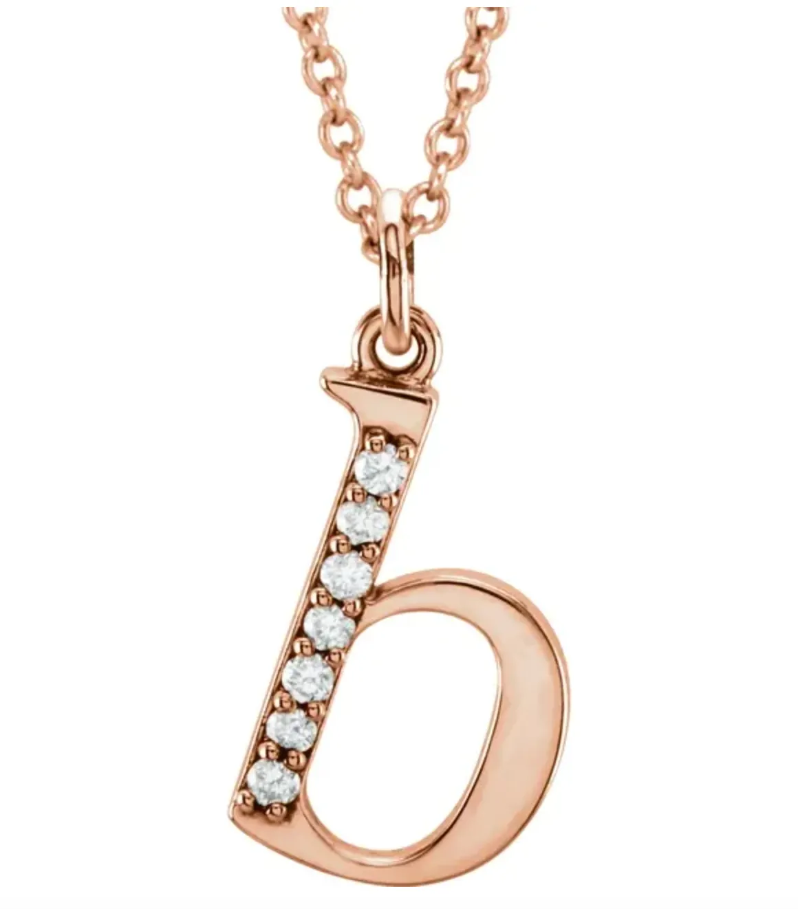 Gold Initial Necklace with Diamond Accent