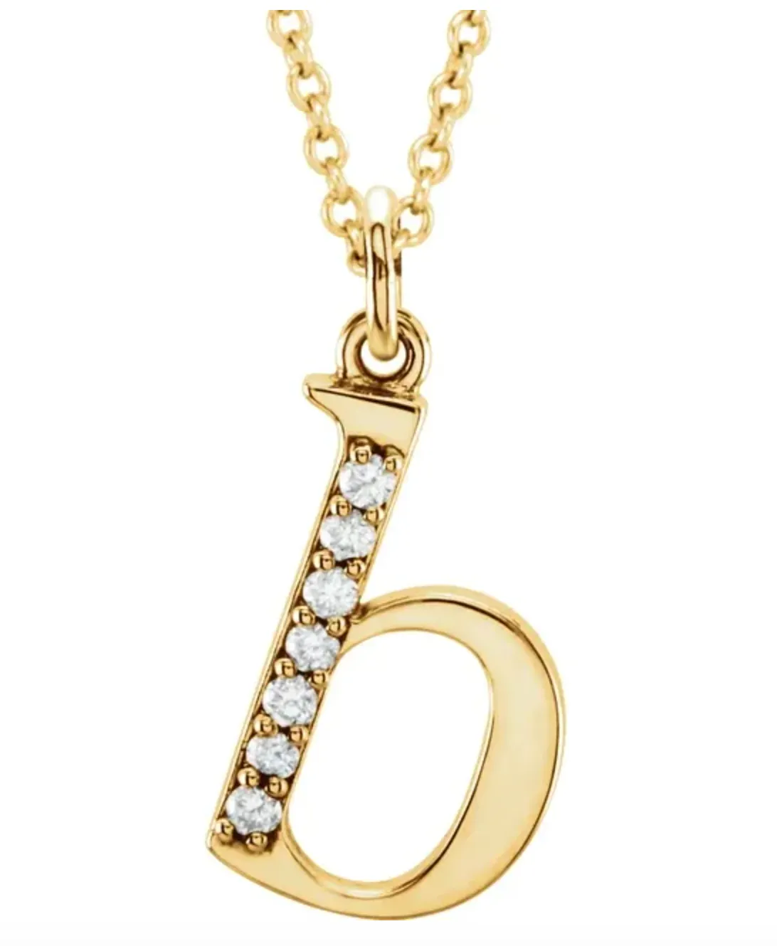 Gold Initial Necklace with Diamond Accent