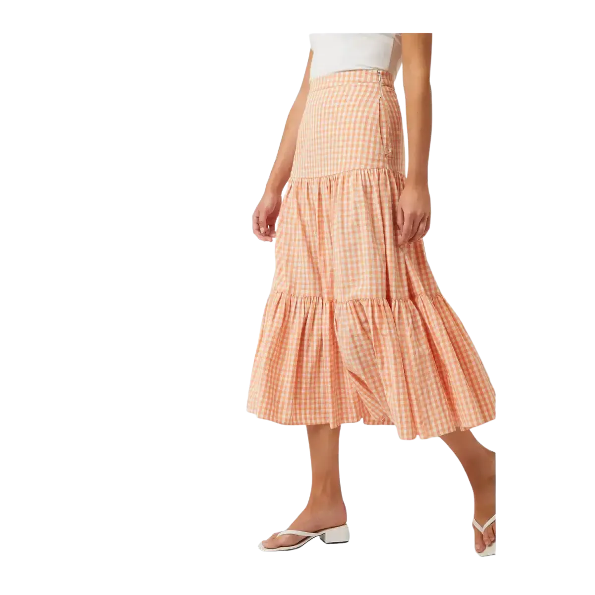 Great Plains Classic Gingham Tiered Midi Skirt