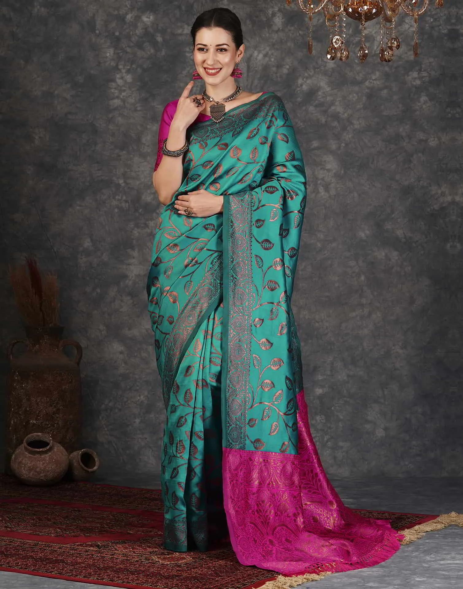 Green Banarasi Silk Woven Saree