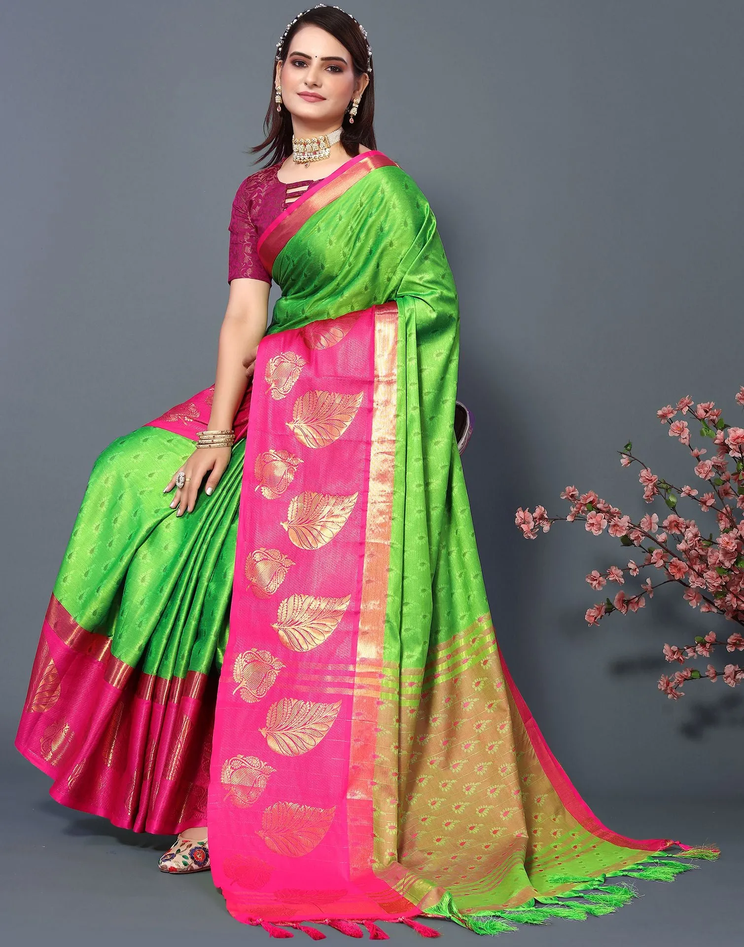 Green Cotton Saree