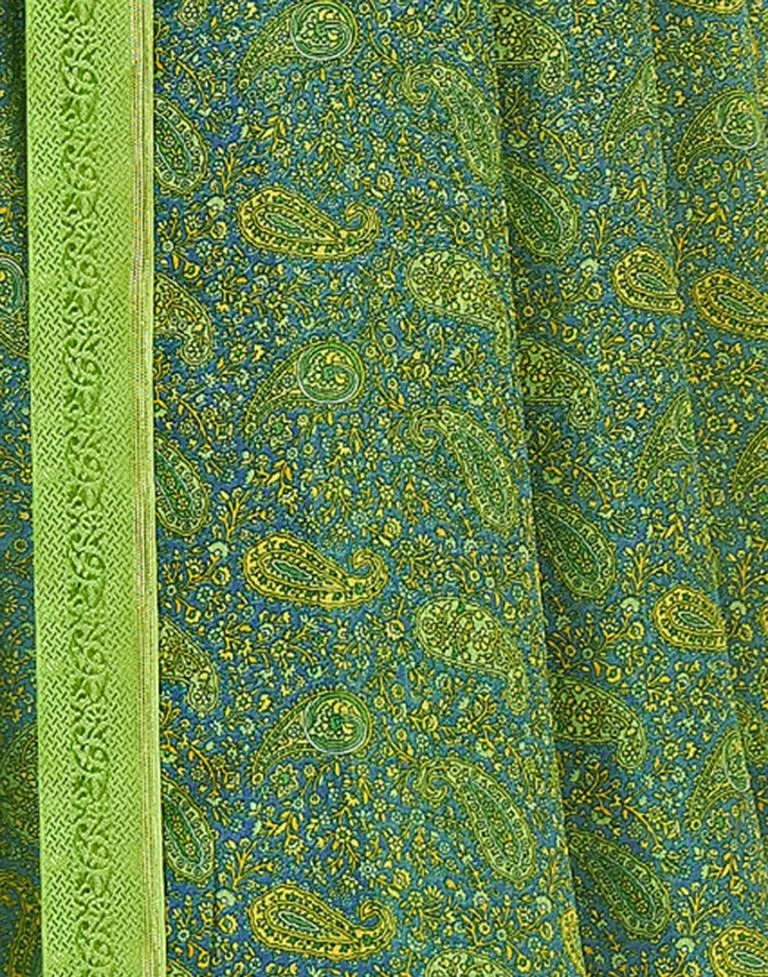 Green Georgette Printed Sarees