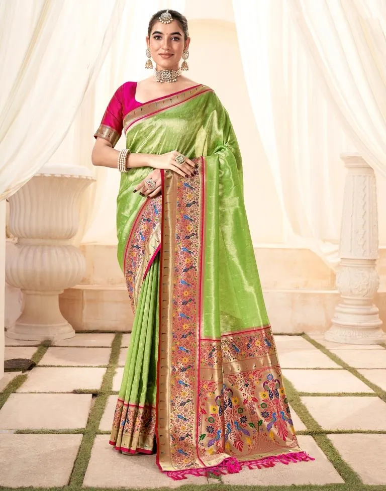 Green Silk Woven Sarees