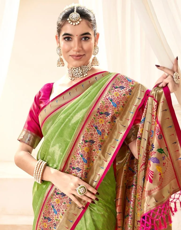 Green Silk Woven Sarees