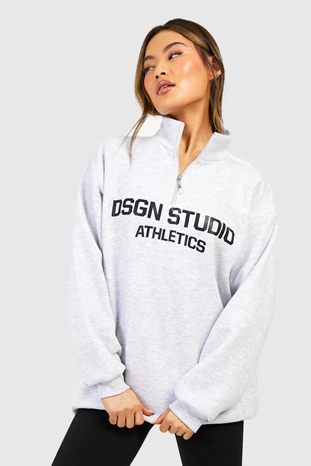 Half Zip Slogan Sweater