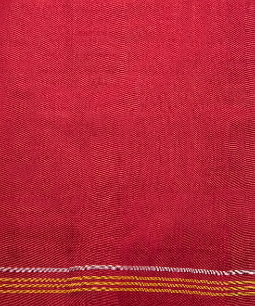 Handloom Blue And Red Ikat Weft Dye 8 Ply Mulberry Silk Patola Saree