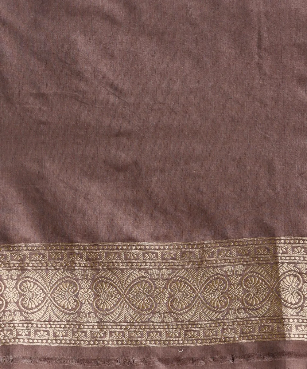 Handloom Espresso Pure Katan Silk Banarasi Saree With Cutwork Jaal