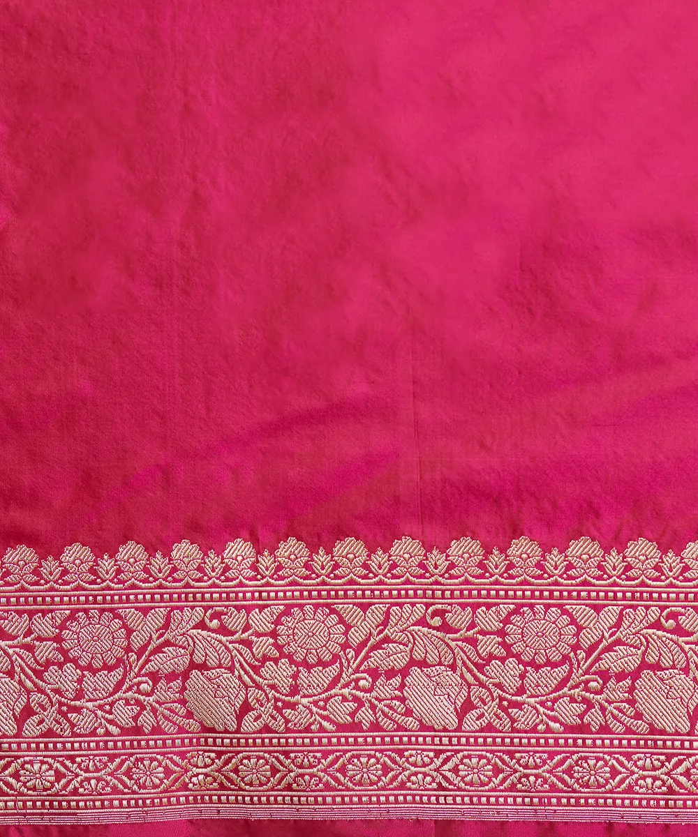 Handloom Rani Pink Pure Katan Silk Banarasi Saree With Sona Rupa Kadhwa Booti