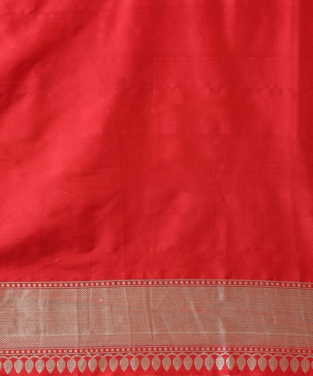 Handloom Red Pure Katan Silk Banarasi Saree with Kadhwa Sona Rupa Diagonal Jaal