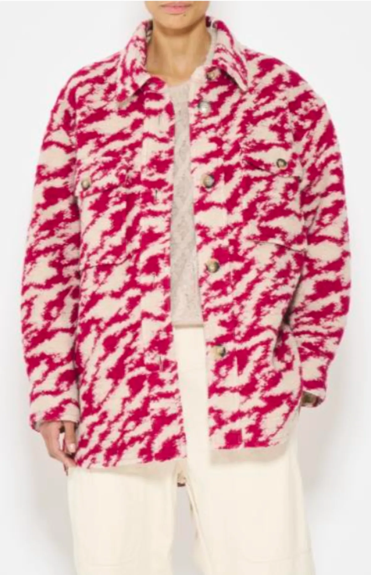 Harveli Coat - Raspberry/Beige