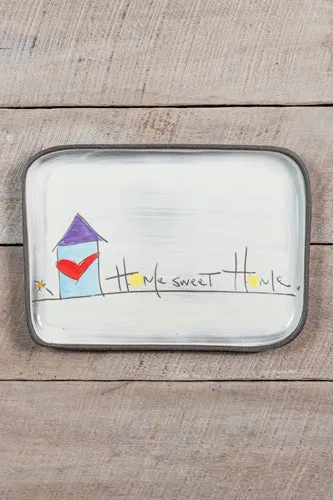 Home Sweet Home Rectangle Plate Hand Painted Ceramic